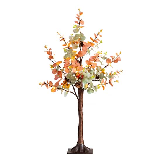 3Ft Pre-Lit Autumn Eucalyptus Artificial Fall Tree W/ Pinecones, Berries & 36 Warm White LED Lights By Nearly Natural , 20" x 20" x 36" , Michaels®